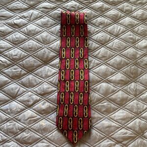 Ermenegildo Zegna Red Gold Blue Men's Silk Tie Made in Italy Geometric